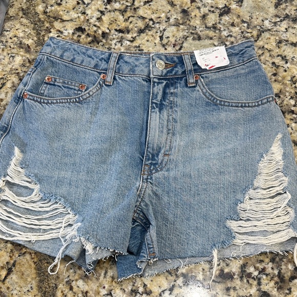 Topshop Pants - Topshop Light Blue Ripped Jean Shorts